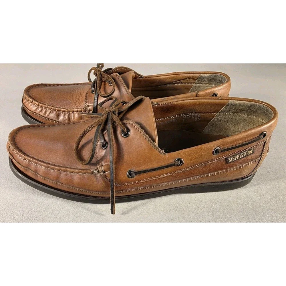 Mephisto Spinnaker Air-Relax Boat Shoes Mens 13 Brown Leather Casual Comfort
